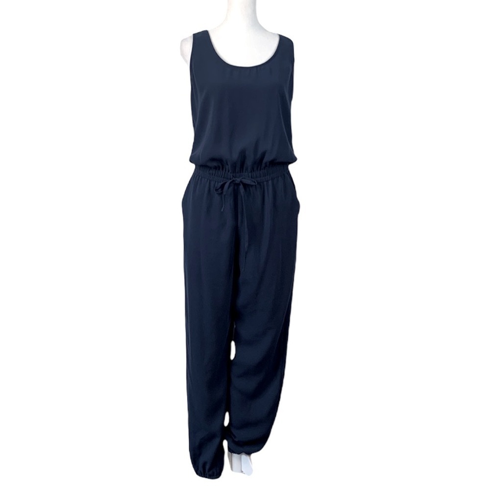 CABI Navy Jumpsuit with Drawstring Waist- EUC
